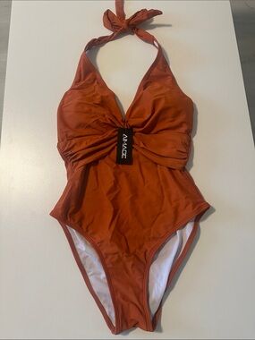 Aimage One-Piece Swimsuit in Rust Orange